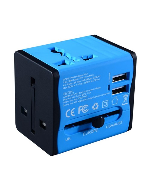 World Travel Adapter with Dual USB